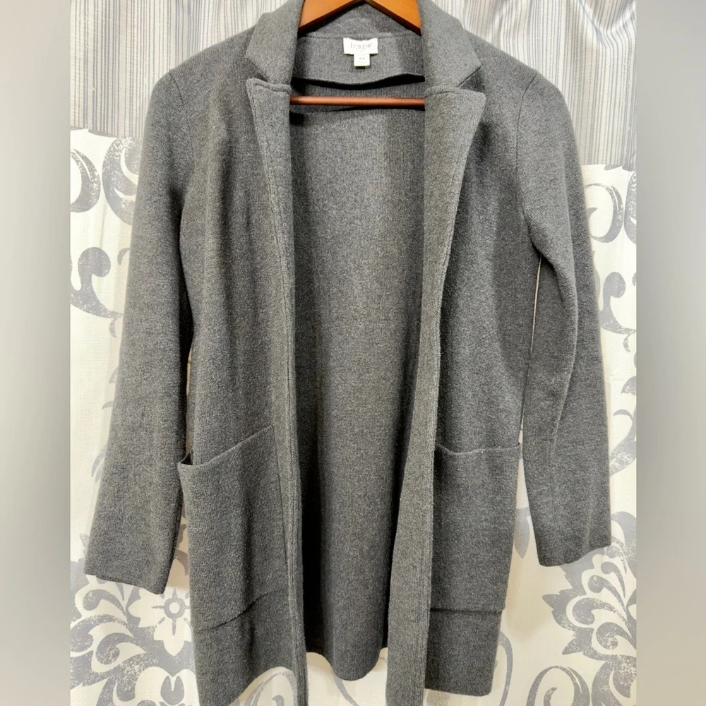 J.Crew 365‎ Sophie Charcoal Gray Open-Front Sweater Blazer Cardigan Size XS EUC